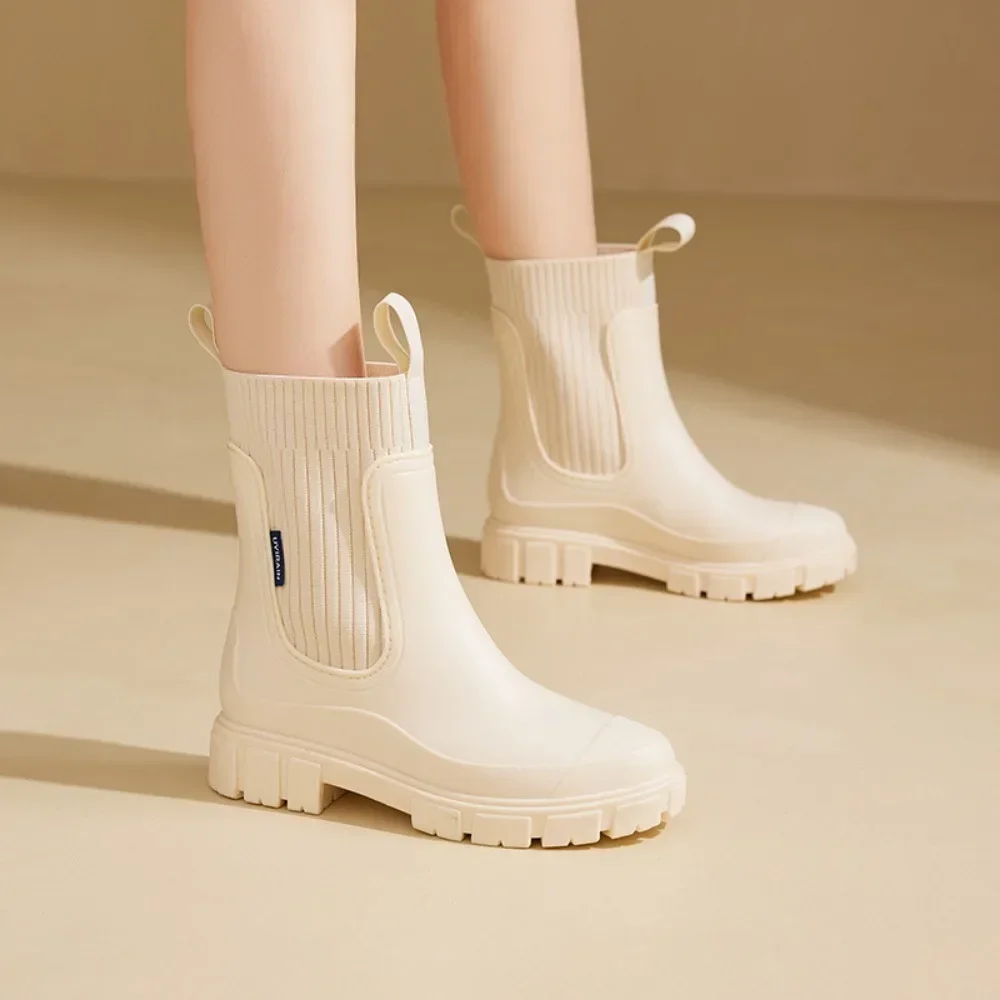 Waterproof Rubber Shoes for Women Elastic Mouth Women's Rain Boots Low Cut Rain Shoes Waterproof and Anti Slip Women's Boots thumbnail 4