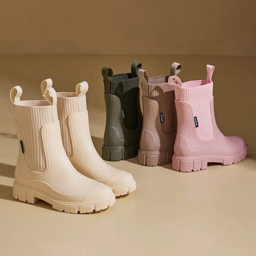 Waterproof Rubber Shoes for Women Elastic Mouth Women's Rain Boots Low Cut Rain Shoes Waterproof and Anti Slip Women's Boots thumbnail 5