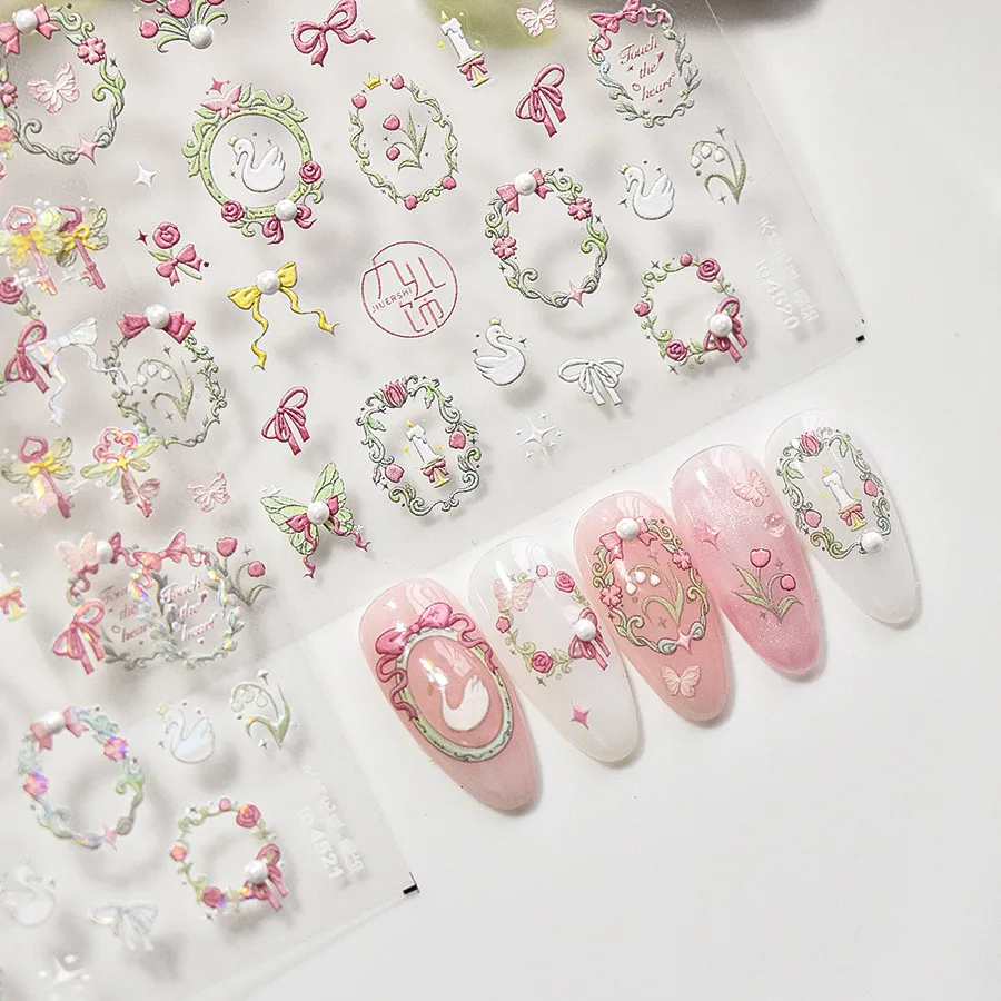 1PCS Crystal Diamond Nail Sticker Mix Pink Swan Flower Frame Butterfly Self Adhesive Nail Art Stickers DIY Cute Decoration Parts thumbnail 6