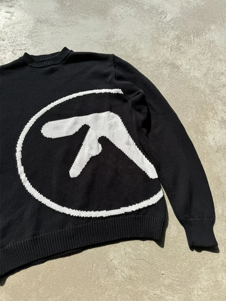 Men's Sweater Y2K Aphex Twin Knit Oversized Pullovers Gothic Jumper Winter Graphic Streetwear Long Sleeve Tops Vintage Clothing thumbnail 2