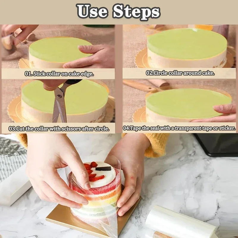 1 Roll Thickened Cake Edges Transparent Cakes Collar Mousse Chocolate Cake Sheets Surrounding Film Baking Pastry Cupcake Tools thumbnail 6