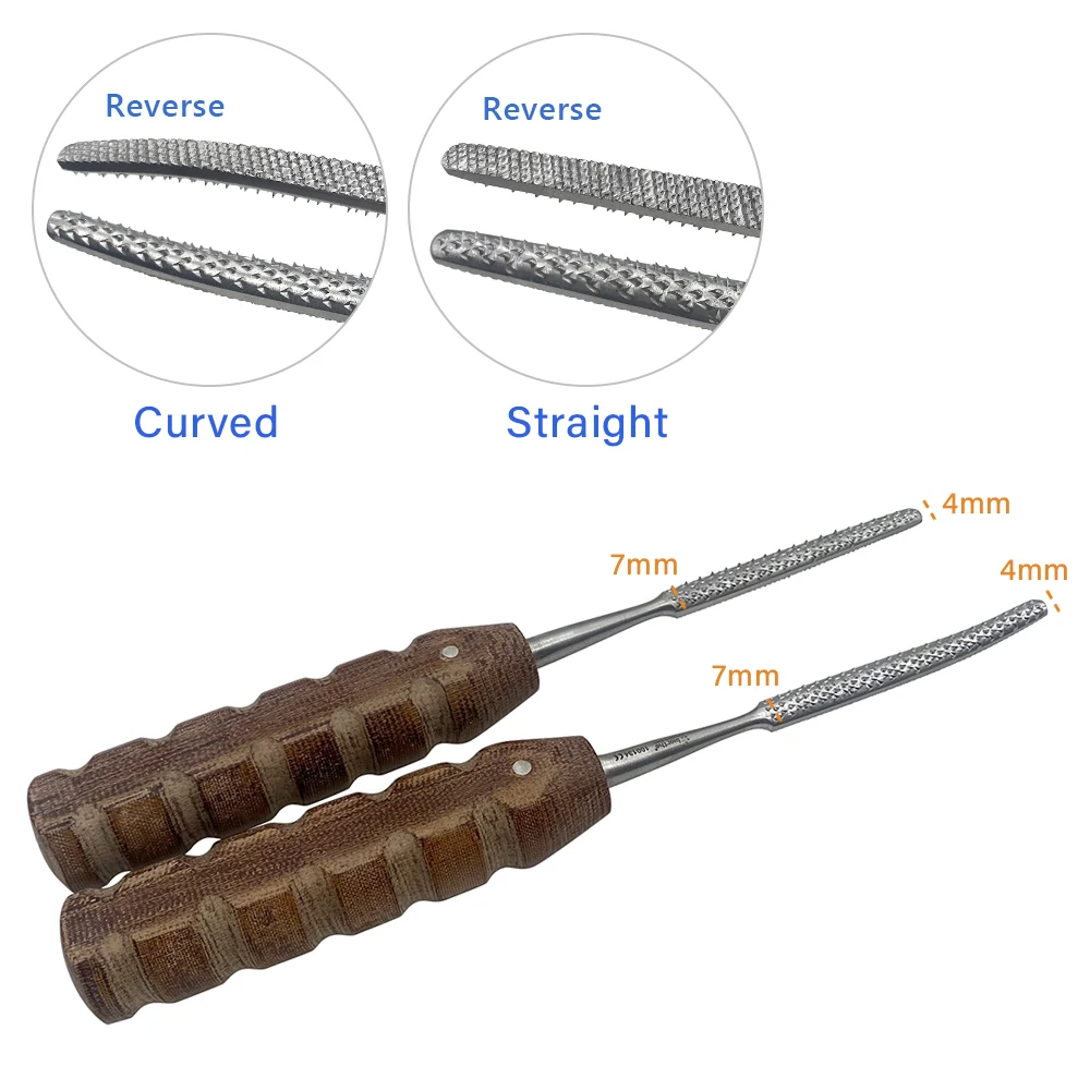 Orthopedic Bone File Grind for Bone Joint Surgical Instrument Straight Curved Orthopedic Instrument Stainless Steel