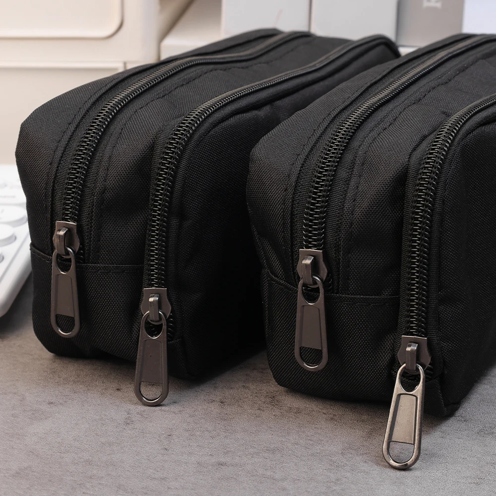 Large Capacity Black Simple Pencil Case Marker Pen Refillls Eraser Stationery Storage Pouch Bag School Office Organizer thumbnail 6