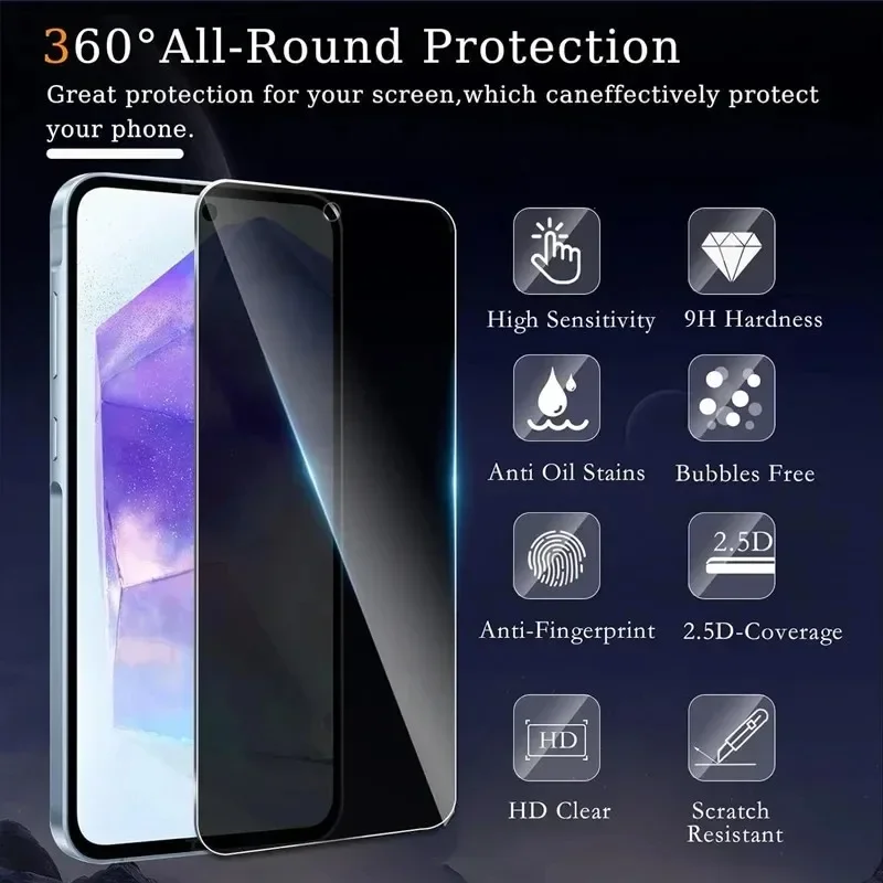 Privacy Screen Protector for Samsung S24 Ultra S23 S22 Plus S21 S20 FE S10e A55 A54 A53 5G A35 A34 A33 A15 A14 A13 Antispy Glass thumbnail 3