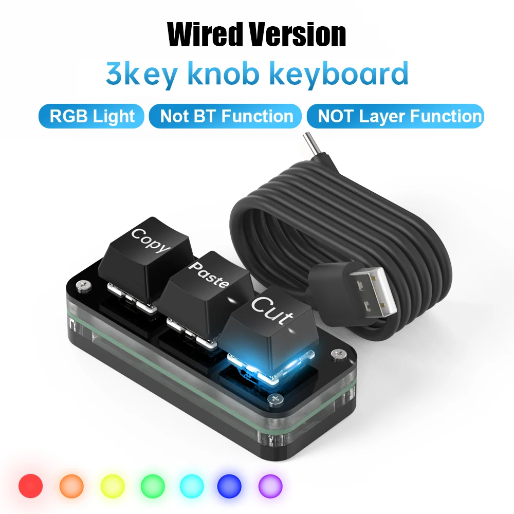 Macropad Macro Programming Keyboard RGB Mini Hot Swap Gaming Custom Knob Keypads Red Switch 3 Keys Knob For Photoshop Multimedia thumbnail 2