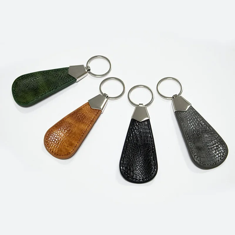 Metal Shoehorn Mini Shoe Horns Shoe Lifter Portable Travel ShoeHorn with Leather Handle Deduction Shoehorn for Keychain thumbnail 2