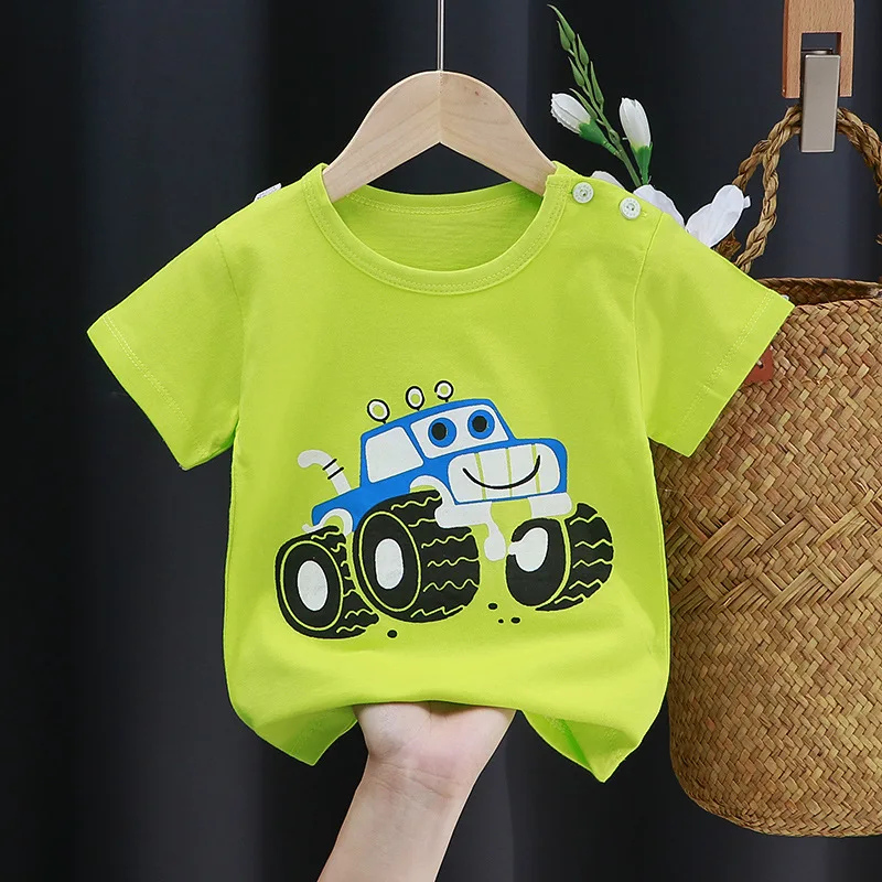 Cute Cartoon Baby Boy Tops Girls Short Sleeve Tee Shirts Cotton Baby Kids Dinosaur Summer T-shirt Baby Boy Clothes Bear Striped thumbnail 2