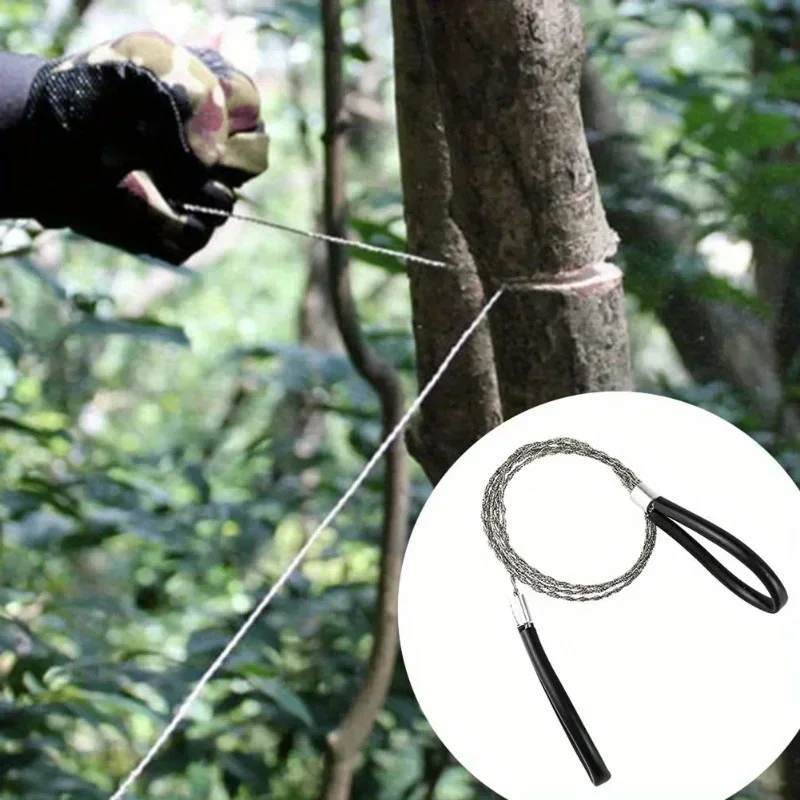 1pc Leather Cover Stainless Steel Wire Saw Wilderness Survival Outdoor Camping Hike Mini Hand Pulled Rope Saw Survival Equipment