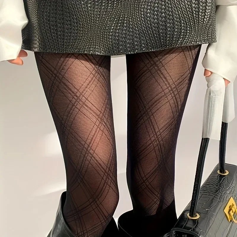 Fashion Semi Sheer Tights Hot Thin Stretch Fit Slimming Sexy Pantyhose Classic Diamond Pattern Women's Stockings Hosiery thumbnail 5