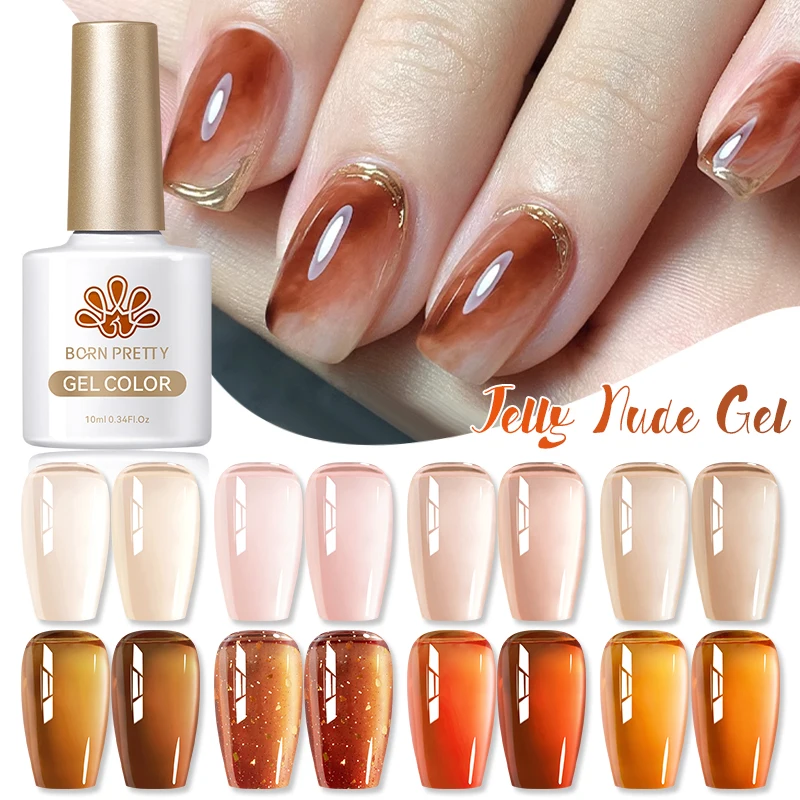 BORN PRETTY 10ml Translucent Color Gel Polish Jelly Nude Autumn Jelly Amber Semi Permanent UV Gel Nail Art Soak Off Gel Varnish thumbnail 2