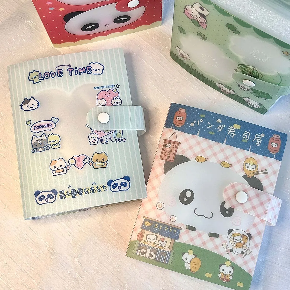 Kawaii A6 Panda Document Organizer Storage Binder Vintage Showa Style Fixed-page Scrapbook Stickers Binder with Clover Design thumbnail 2