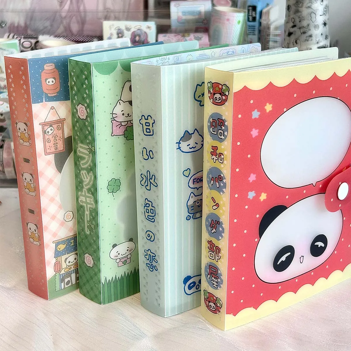 Kawaii A6 Panda Document Organizer Storage Binder Vintage Showa Style Fixed-page Scrapbook Stickers Binder with Clover Design thumbnail 3