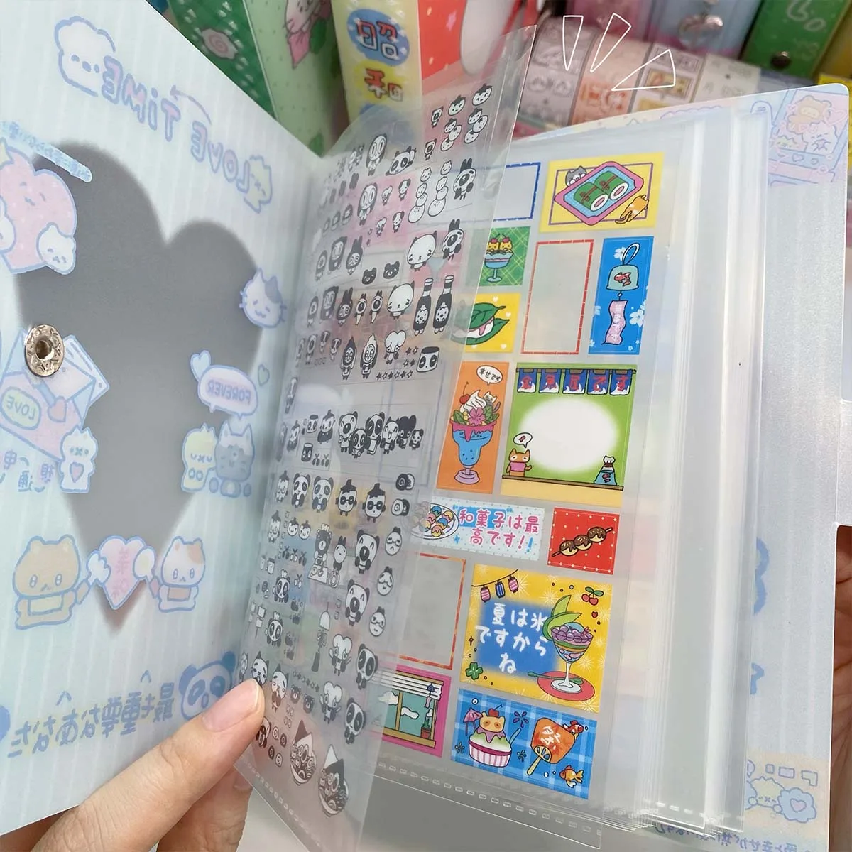 Kawaii A6 Panda Document Organizer Storage Binder Vintage Showa Style Fixed-page Scrapbook Stickers Binder with Clover Design thumbnail 6