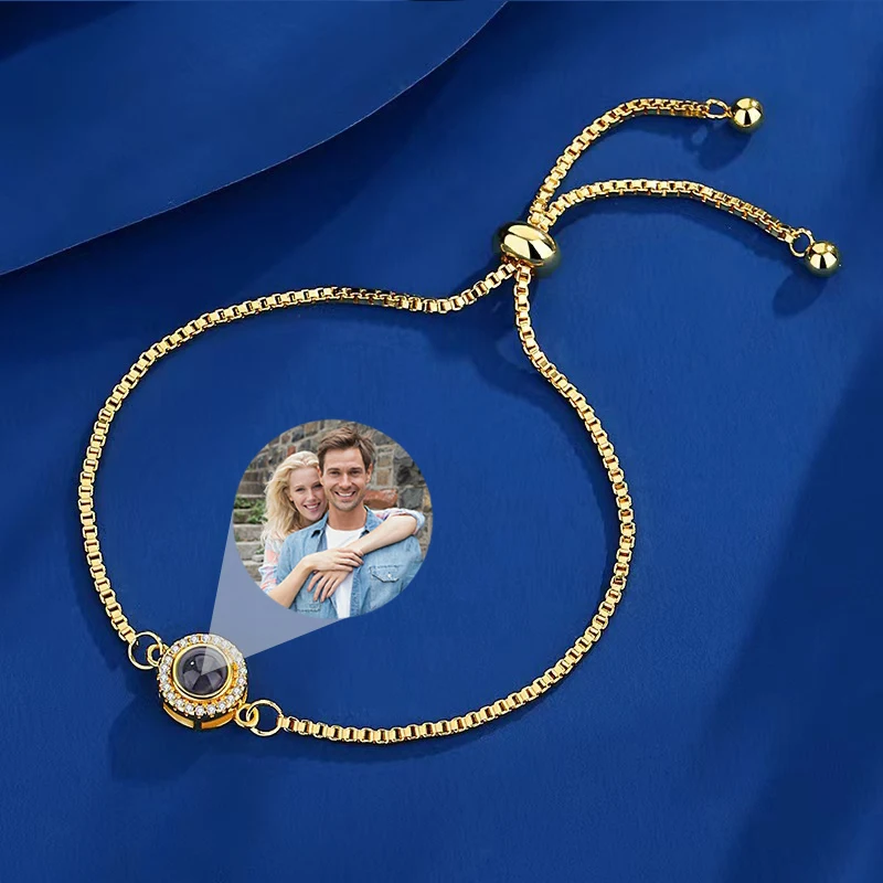 Custom Picture Bracelet Personalized Photo Projection Bracelet Adjustable Bracelets for Women Anniversary Memorial Gifts thumbnail 3
