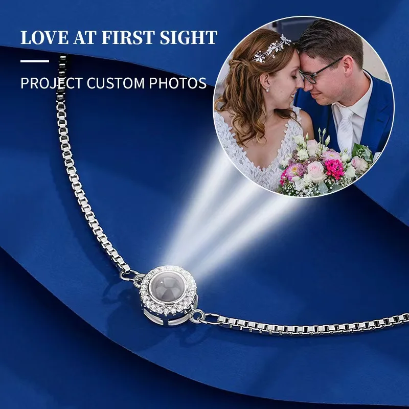 Custom Picture Bracelet Personalized Photo Projection Bracelet Adjustable Bracelets for Women Anniversary Memorial Gifts thumbnail 2