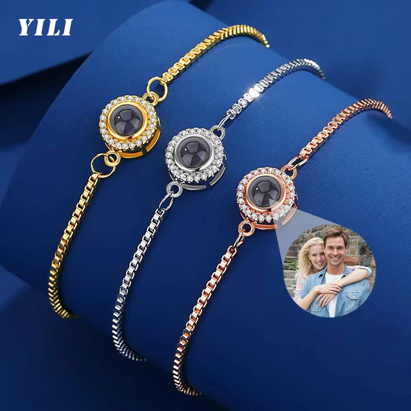 Custom Picture Bracelet Personalized Photo Projection Bracelet Adjustable Bracelets for Women Anniversary Memorial Gifts