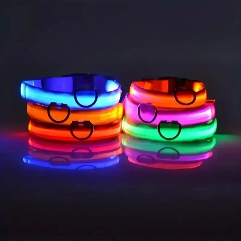 Light Up LED Pet Dog Collar Safety Night Walking Flashing Glow In The Dark LED Pet Dog Battery Collar Small Medium Large Dog thumbnail 4