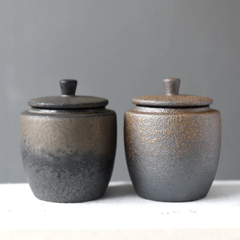 Bronze Frosted Ceramic Tea Pot Tea Container Sealed Storage Jar with Lid Storage Box Ornaments Living Room Home Decoration thumbnail 4