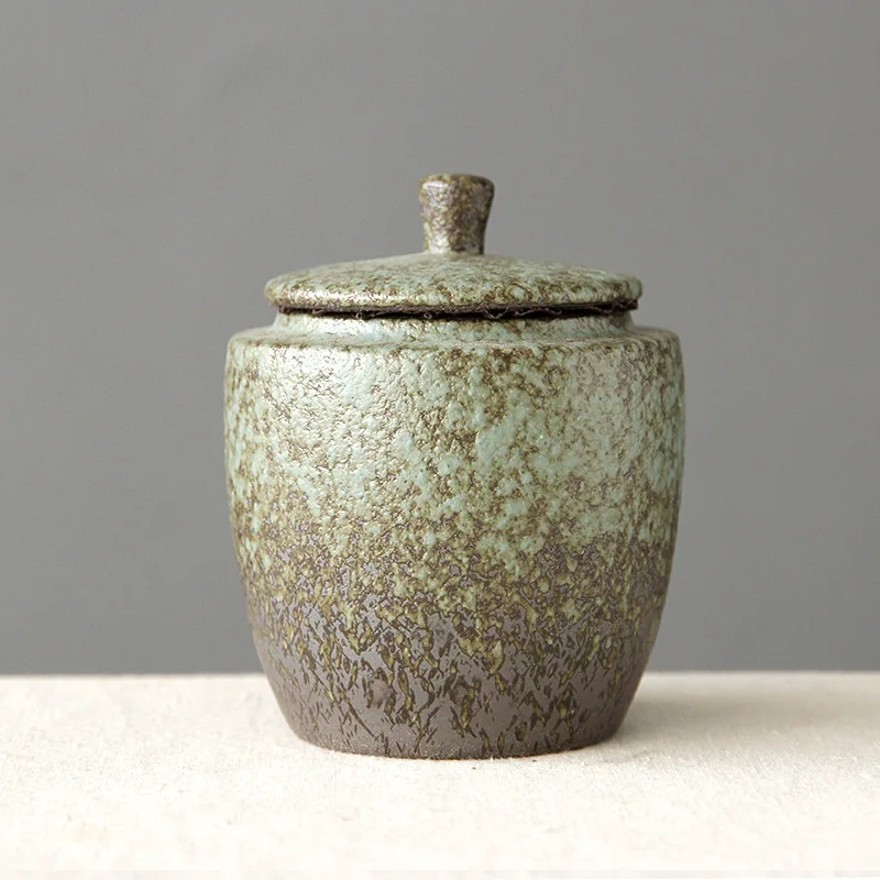 Bronze Frosted Ceramic Tea Pot Tea Container Sealed Storage Jar with Lid Storage Box Ornaments Living Room Home Decoration thumbnail 5