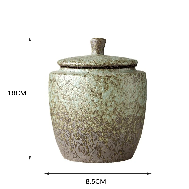 Bronze Frosted Ceramic Tea Pot Tea Container Sealed Storage Jar with Lid Storage Box Ornaments Living Room Home Decoration thumbnail 6