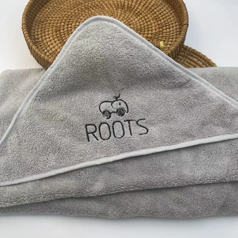 Personalized Children's Bathrobe Solid Color Quick-Drying Bath Cape Coral Velvet Hooded Embroidery Name Baby Bath Towels thumbnail 5