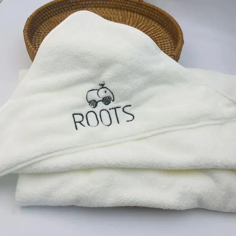 Personalized Children's Bathrobe Solid Color Quick-Drying Bath Cape Coral Velvet Hooded Embroidery Name Baby Bath Towels thumbnail 6