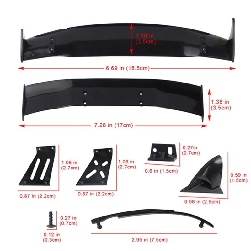 1/10 RC Racing Drift Car 2 Kinds Rear Tail Wing Body Spoiler Wing 1:10 Universal Parts Accessories thumbnail 2