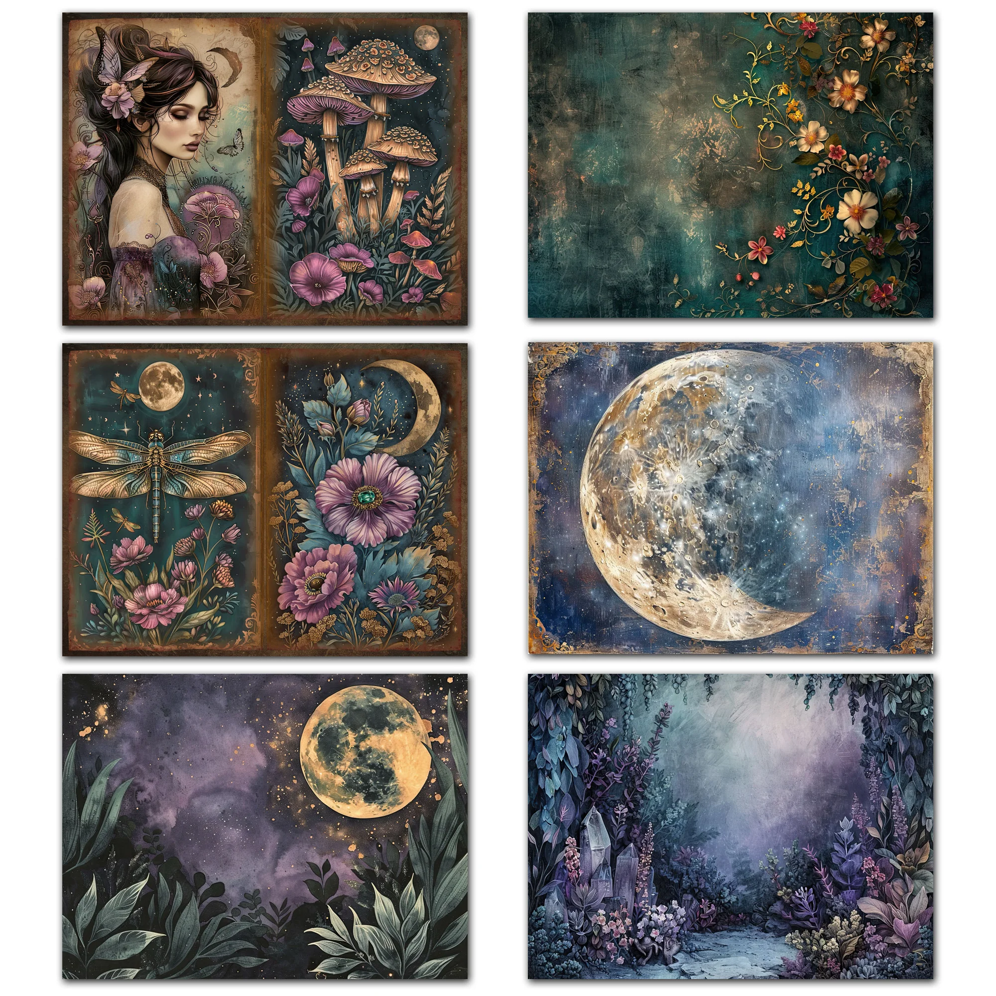 52pieces Gothic Midnight Garden Scrapbook Background Paperpads Set With Sticker,Perfect for Arts Crafts,Holiday Party,Scrapbook thumbnail 4