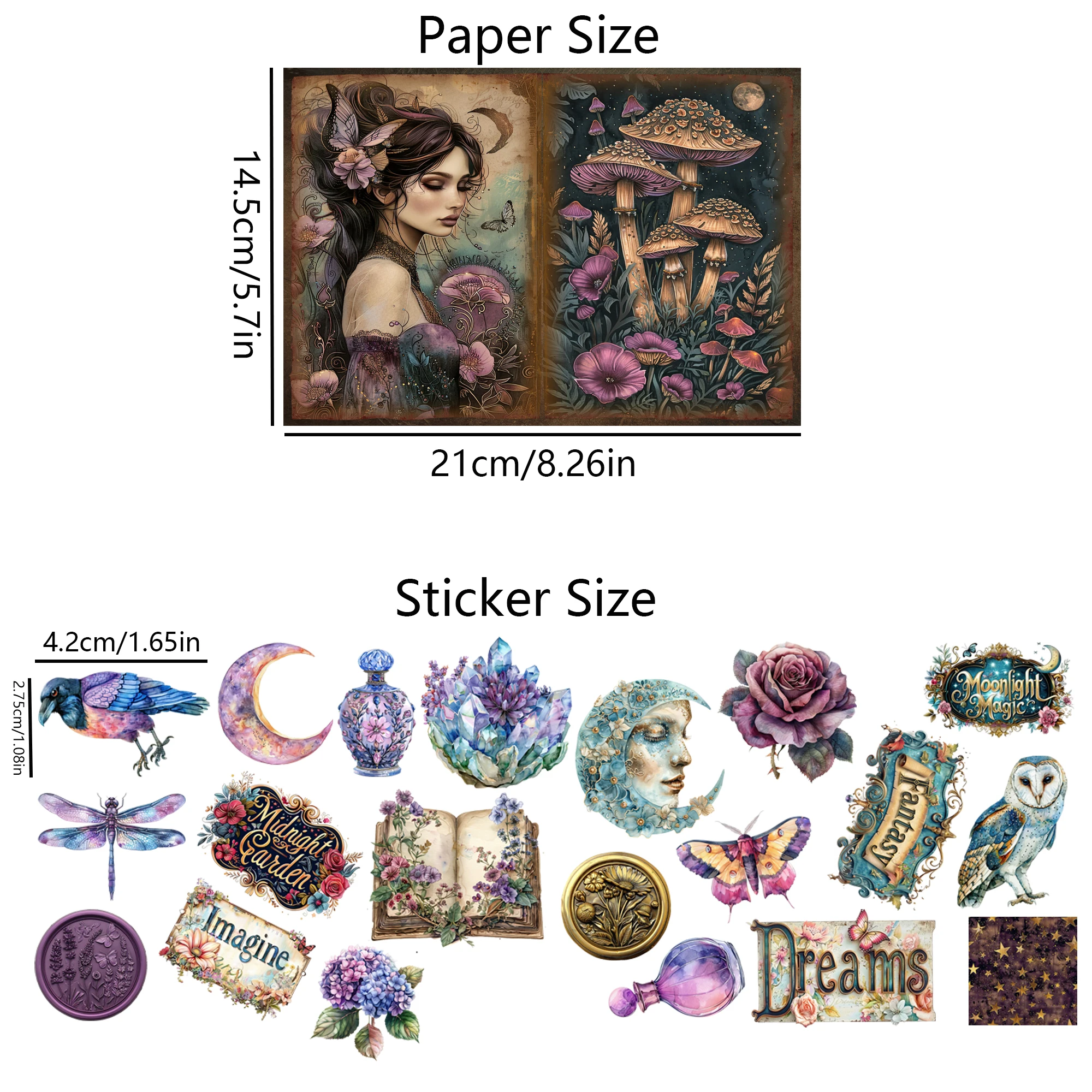 52pieces Gothic Midnight Garden Scrapbook Background Paperpads Set With Sticker,Perfect for Arts Crafts,Holiday Party,Scrapbook thumbnail 2