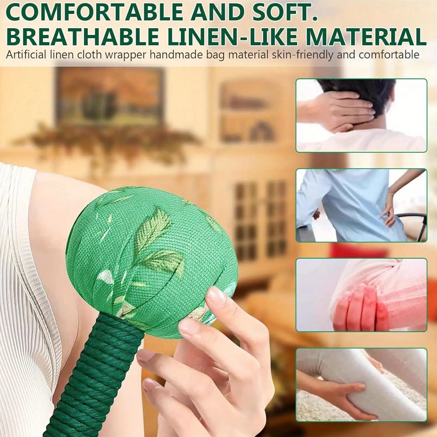 Long-Handled Wormwood Massage Hammer for Lymphatic Drainage - Manual Full Body & Back Relief, Stress Reduction, Nylon Material thumbnail 6