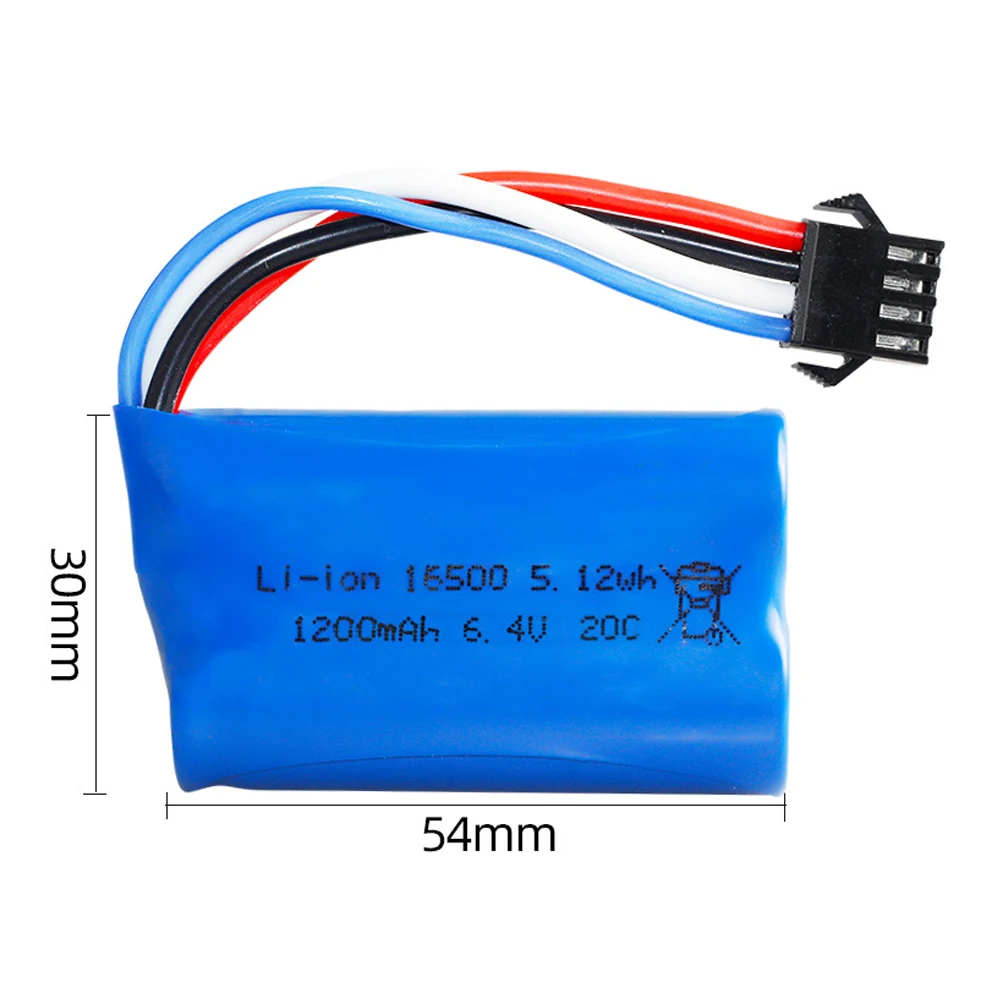 6.4V 1200mah 16500 Li-ion Battery for wltoys L959 18628 18629 18428 18429 Remote Control toys Car Boat Trucks Spare Parts thumbnail 3