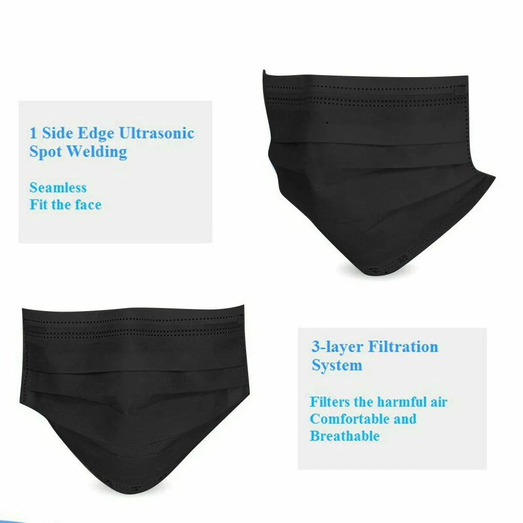 Disposable surgical Filter Mask mouth Face mask Breathable Black Adults Masks mascarillas quirurgicas homologadas Medical mask thumbnail 3