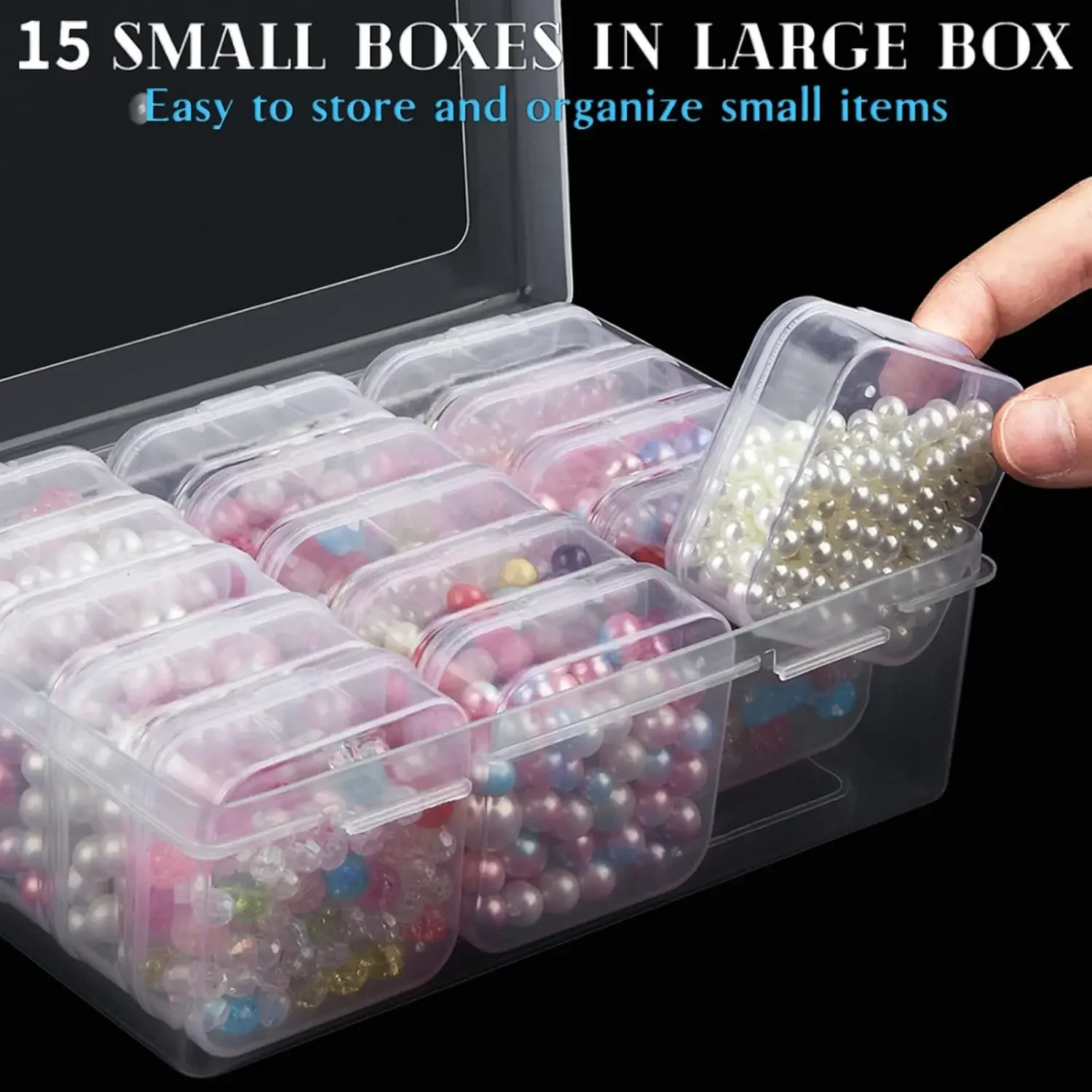 Bead Organizers Container Plastic Storage Case Mini Bead Holder Boxes with Lid Sticker for Beading Craft Jewelry Making Supplies thumbnail 3