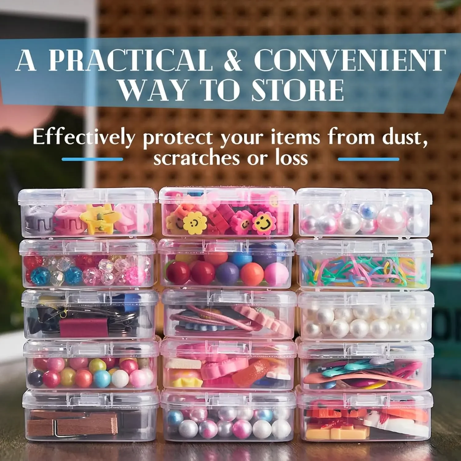 Bead Organizers Container Plastic Storage Case Mini Bead Holder Boxes with Lid Sticker for Beading Craft Jewelry Making Supplies thumbnail 4