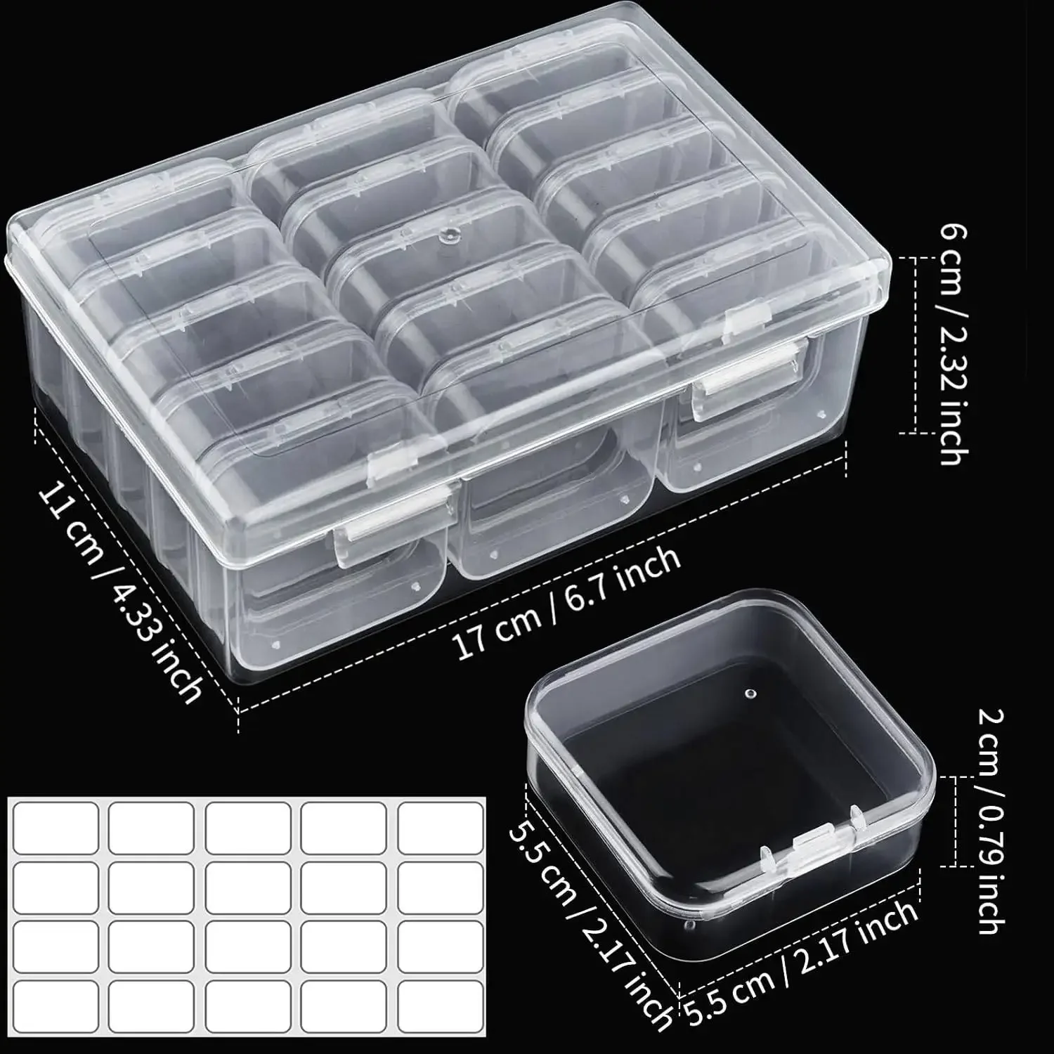Bead Organizers Container Plastic Storage Case Mini Bead Holder Boxes with Lid Sticker for Beading Craft Jewelry Making Supplies thumbnail 6