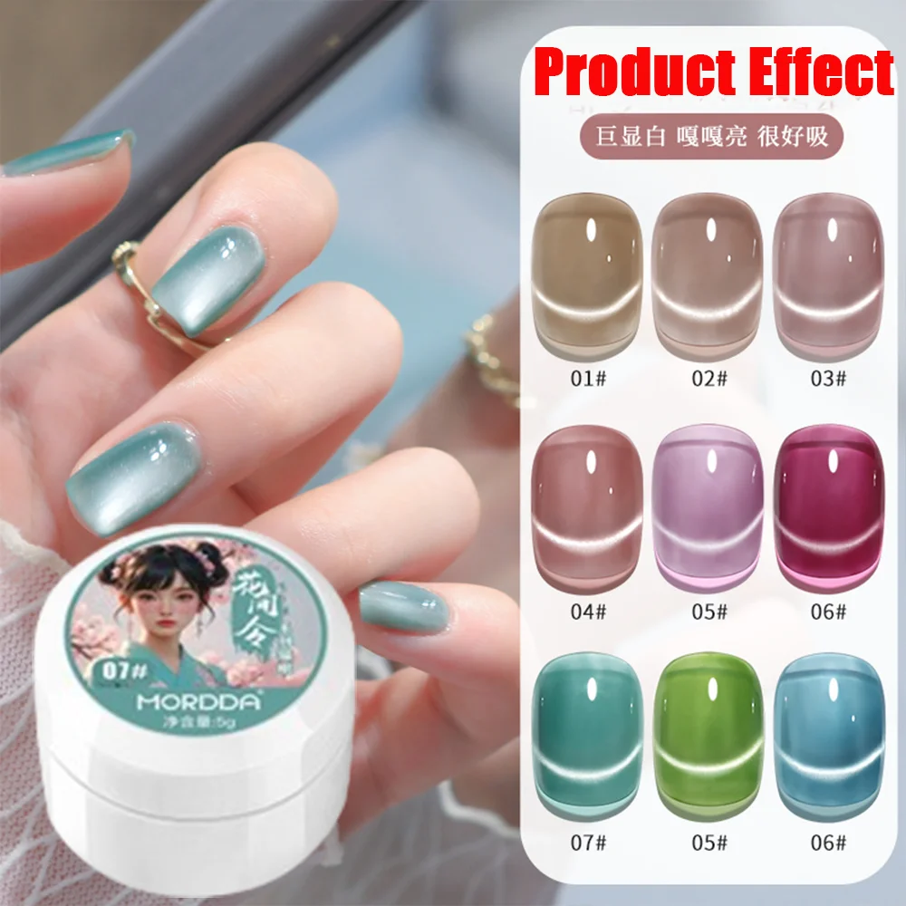 5g/Bottle White Moonlight Nail Cat's Eye Gel Magnetic Satin Gel Polish 9-Colors Soak Off Glitter Phototherapy Manicure Varnish thumbnail 2