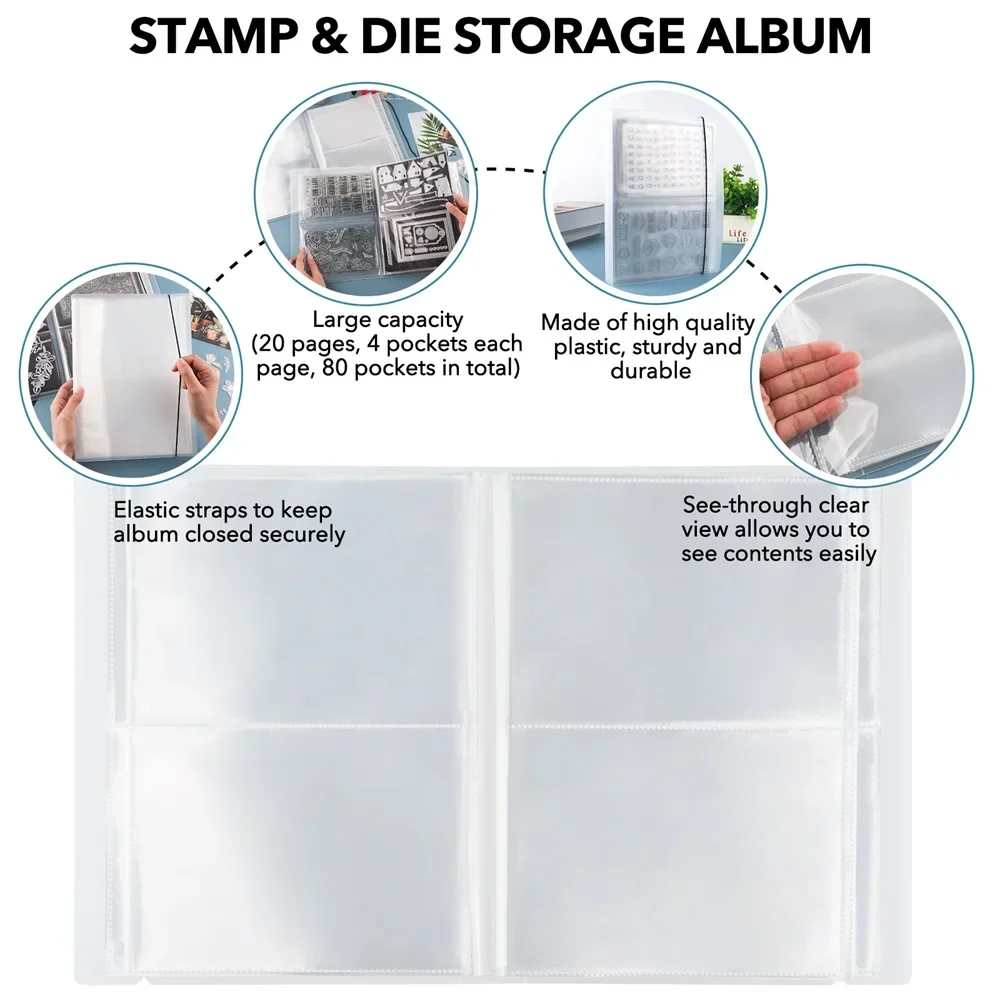 Large Clear Stamp&Cutting Dies Storage Book Organizer Folder Pockets/0.3mm Magnetic Sheets For Organizer Storage Book 8.1x11inch thumbnail 2