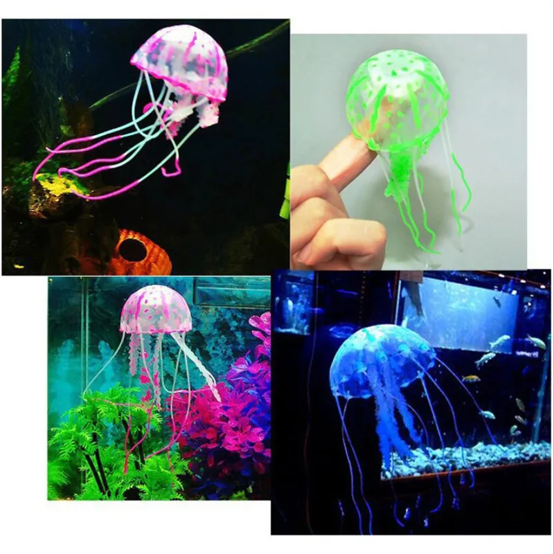 Colorful Artificial Glowing Effect Jellyfish Fish Tank Aquarium Decor Mini Submarine Ornament Decoration Aquatic Pet Supplies thumbnail 5
