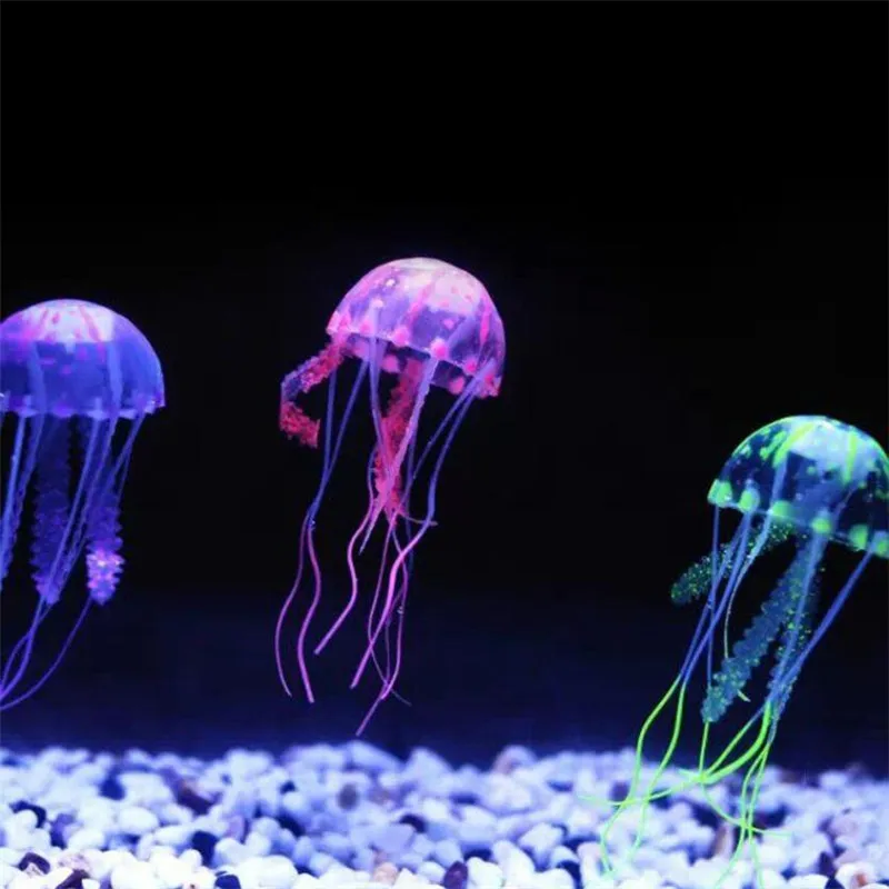 Colorful Artificial Glowing Effect Jellyfish Fish Tank Aquarium Decor Mini Submarine Ornament Decoration Aquatic Pet Supplies thumbnail 4