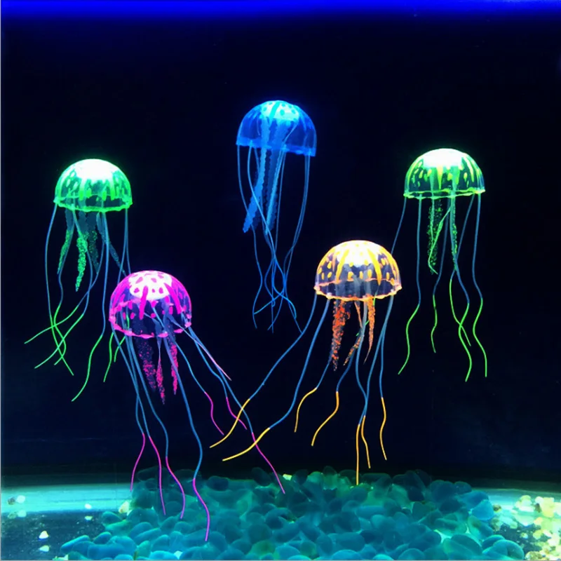 Colorful Artificial Glowing Effect Jellyfish Fish Tank Aquarium Decor Mini Submarine Ornament Decoration Aquatic Pet Supplies thumbnail 2