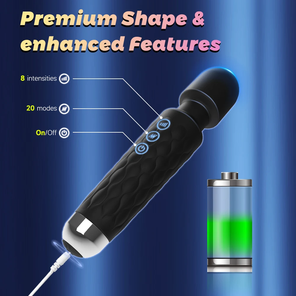 Powerful Vibrator Women's Magic Wand USB Rechargeable Waterproof Massager Clitoral G-Spot Vibrator Sex Toy Suitable for Adults thumbnail 4