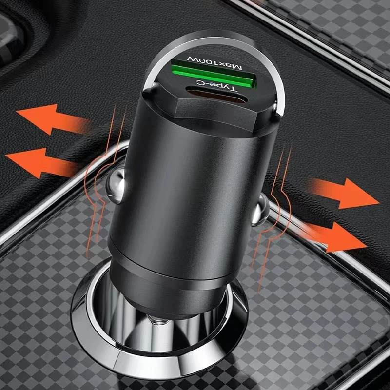 100W USB Car Charger Lighter Fast Charging USB Type C Car Phone Charger Adapter for iPhone Xiaomi Samsung Quick Charge 3.0 QC3.0 thumbnail 2