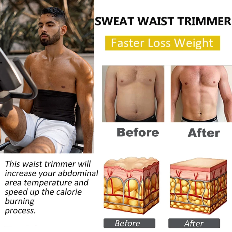 Men Sauna Sweat Belt Waist Trainer Slimming Body Shaper Abdomen Reducer Fat Burning Women Fitness Belly Band Cincher Shapewear thumbnail 5