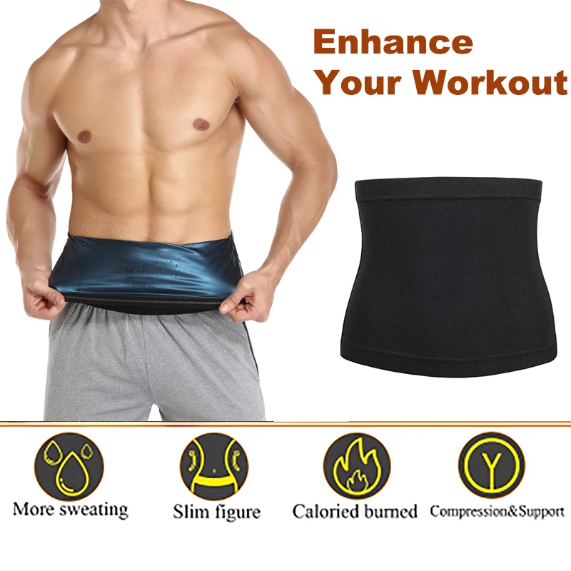 Men Sauna Sweat Belt Waist Trainer Slimming Body Shaper Abdomen Reducer Fat Burning Women Fitness Belly Band Cincher Shapewear thumbnail 4