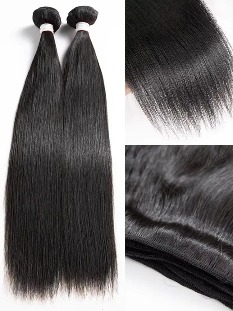 30 40 Inch Bone Straight 12A Virgin Human Hair Weave Raw Extensions Brazilian Natural Black 4 Bundles Deals Unprocessed Crochet thumbnail 2