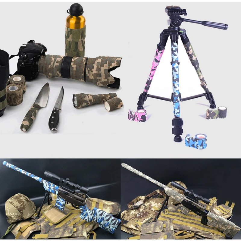 1/3/6 Pcs Self-adhesive Elastic Bandage Camouflage Outdoor Sports Bandage Decoration Hunting 4.5-meter Sports Protective Gear thumbnail 4