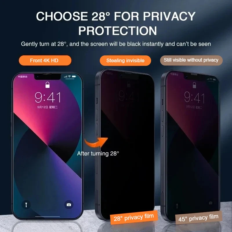 1-5Pcs Anti Spy Tempered Glass For iPhone 16 14 13 11 15Pro Max Mini 7 8 Plus Privacy Screen Protector for iPhone 15 X XR XS MAX thumbnail 3