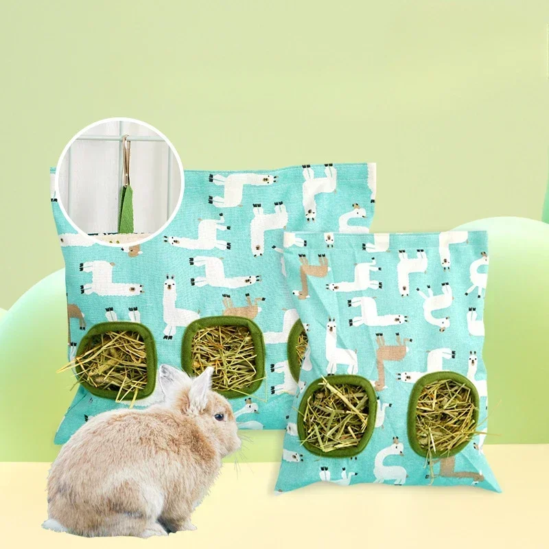 Hanging Feeding Bag Pet Hay Bag for Guinea Pigs Small Animal Feeder Rabbit 3 Holes Food Dispensers Bag Rack Cage Accessories thumbnail 2