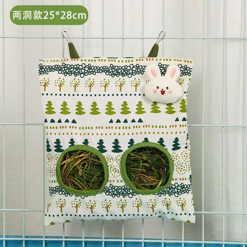 Hanging Feeding Bag Pet Hay Bag for Guinea Pigs Small Animal Feeder Rabbit 3 Holes Food Dispensers Bag Rack Cage Accessories thumbnail 6