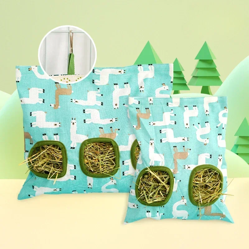 Hanging Feeding Bag Pet Hay Bag for Guinea Pigs Small Animal Feeder Rabbit 3 Holes Food Dispensers Bag Rack Cage Accessories thumbnail 3